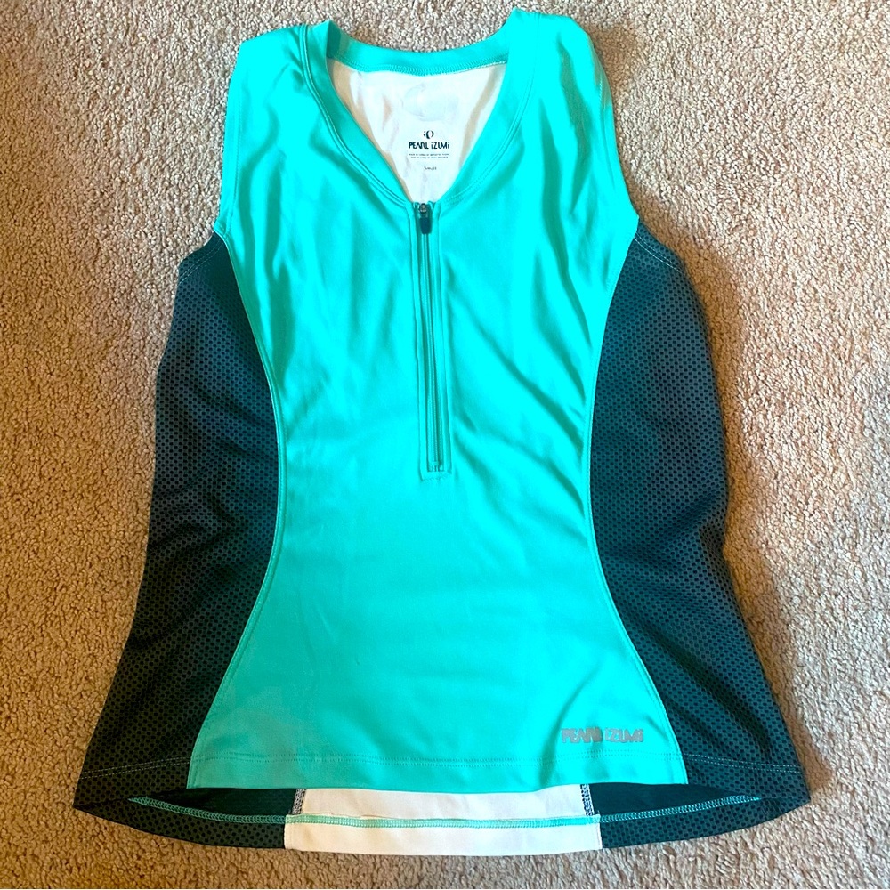 Pearl Izumi Cycling/Triathlon Jersey - Size S Small - Green Gray White EUC
